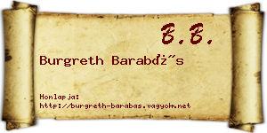 Burgreth Barabás névjegykártya